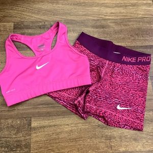Nike sports bra and compression shorts